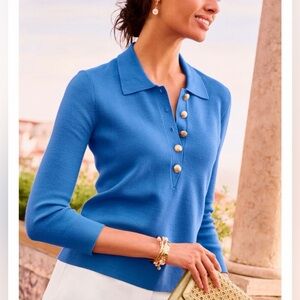 Talbots Petite Blue Polo Sweater